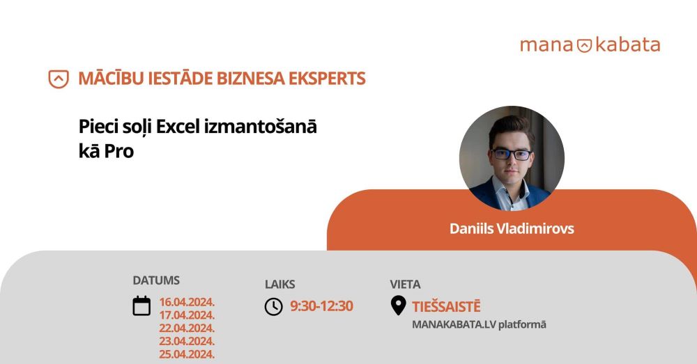 Pieci soļi Excel izmantošanā kā Pro. Daniils Vladimirovs