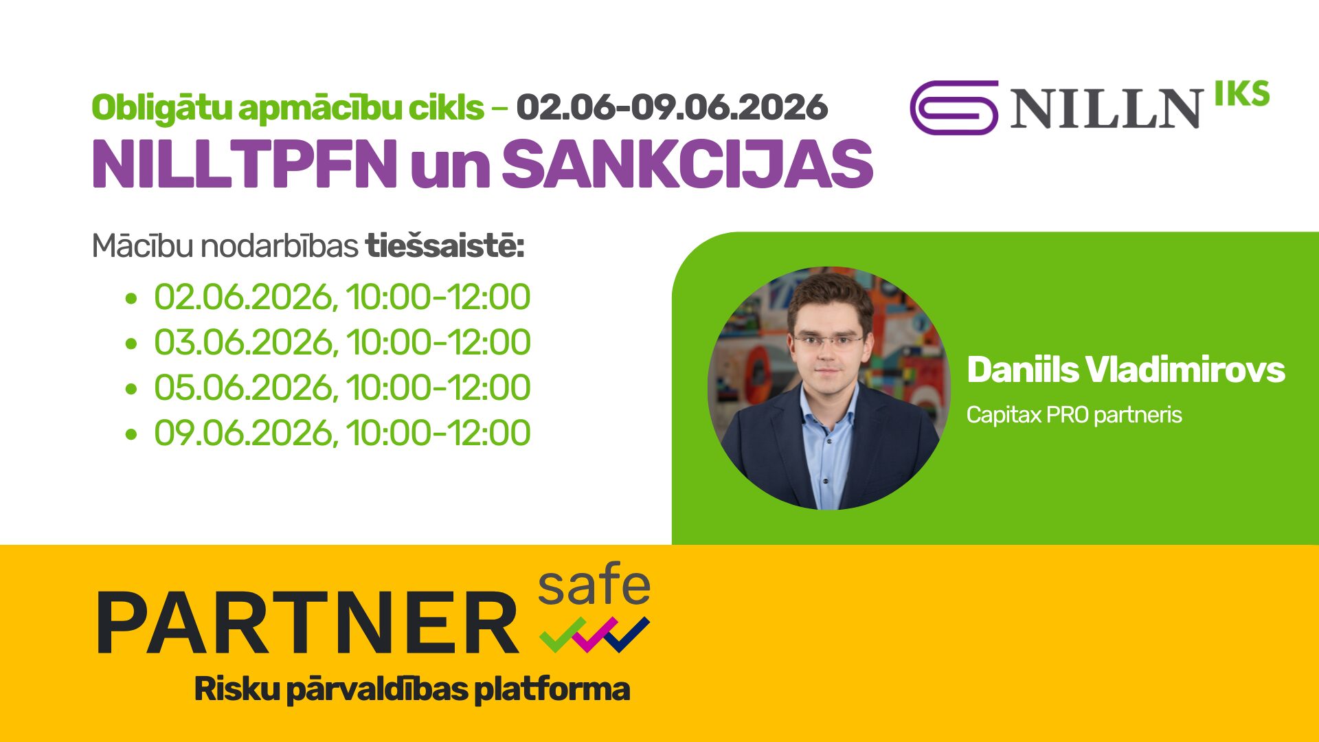Obligātu apmācību cikls: NILLTPFN un SANKCIJAS 02.06.2026-09.06.2026
